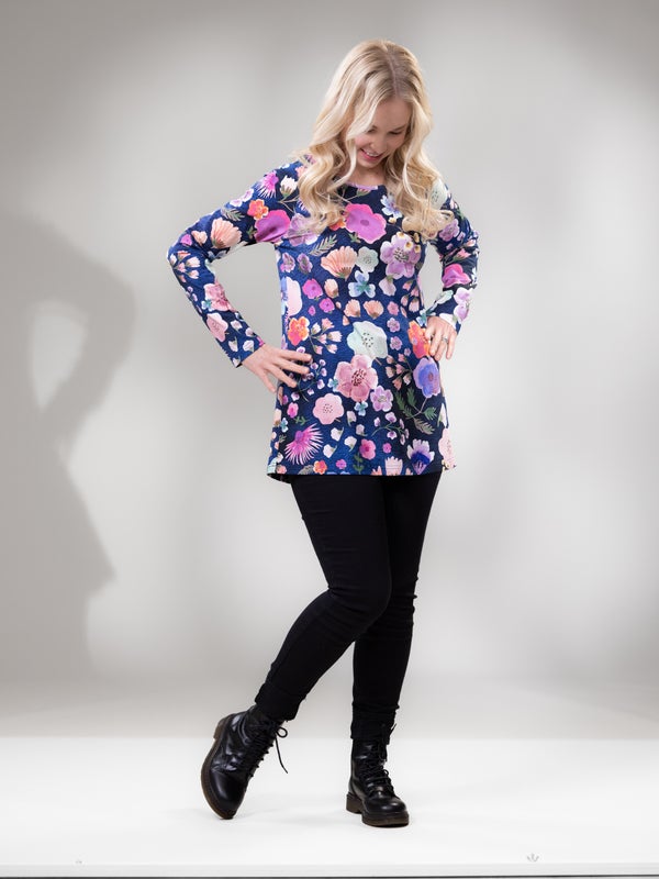 Versonpuoti, VIENApaita  LS raglan, TREFFIT, Sininen/pinkki