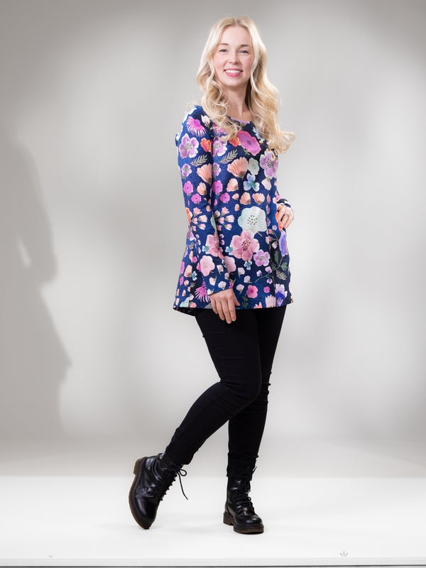 Versonpuoti, VIENApaita  LS raglan, TREFFIT, Sininen/pinkki