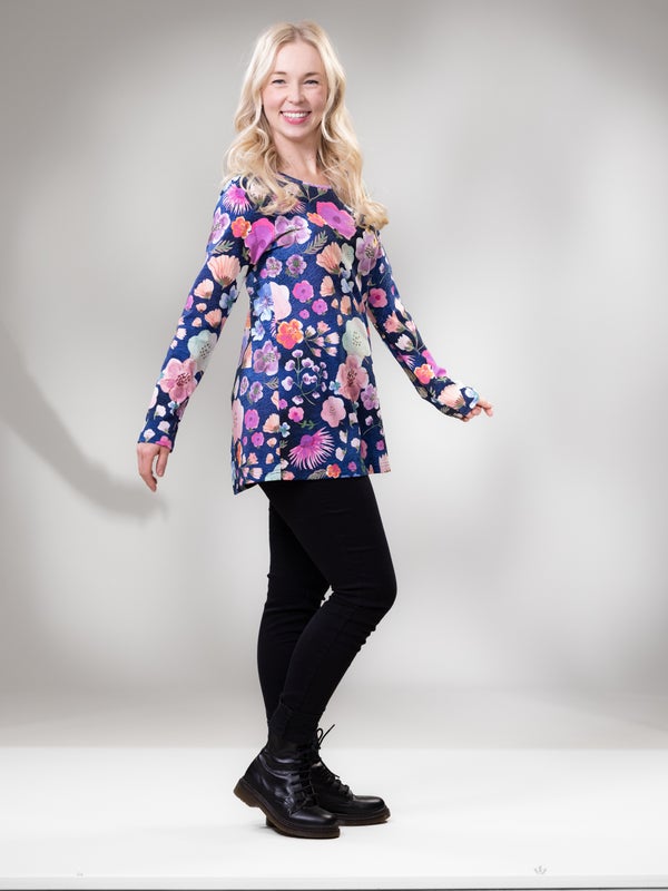 Versonpuoti, VIENApaita  LS raglan, TREFFIT, Sininen/pinkki