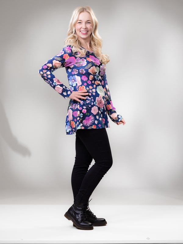 Versonpuoti, VIENApaita  LS raglan, TREFFIT, Sininen/pinkki