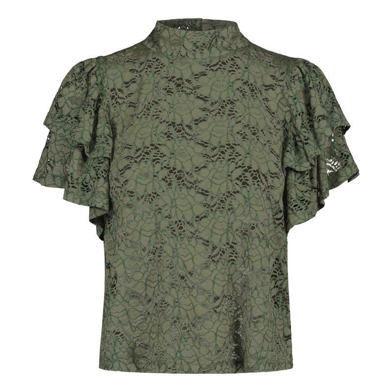 Metsola, FRILLA LACE TOP, Greenery