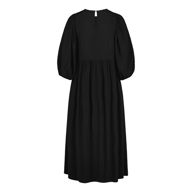 Metsola, PUFF SLEEVE MIDI DRESS, Licorice