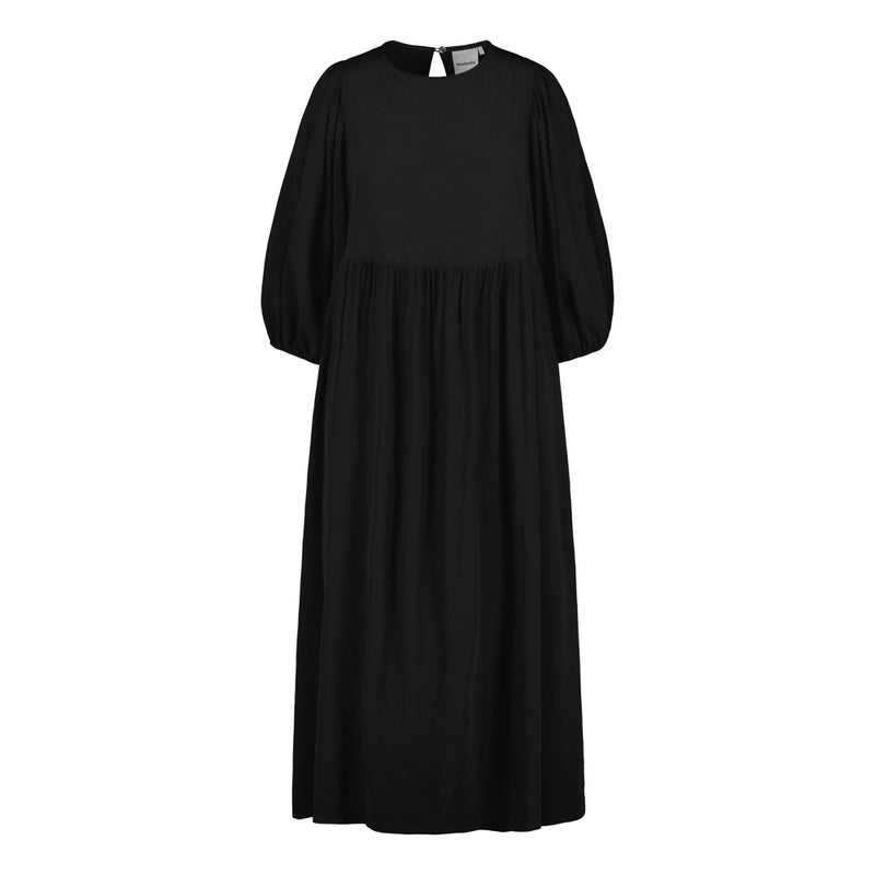 Metsola, PUFF SLEEVE MIDI DRESS, Licorice