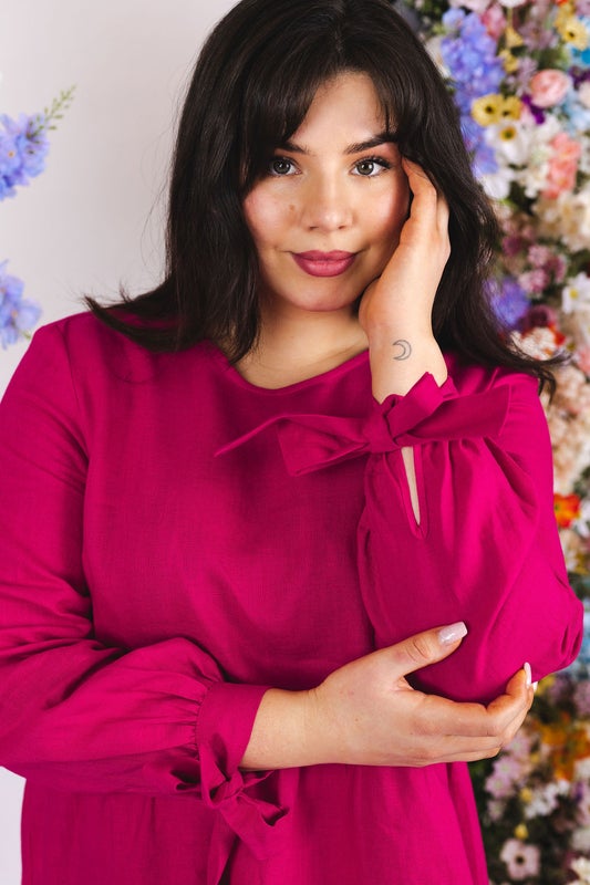 Nakoa, Hailey Dress, Linen, Pink peacock