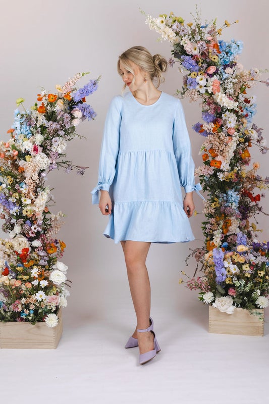 Nakoa, Hailey Dress, Linen, Sky Blue