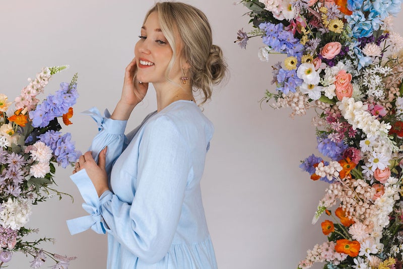 Nakoa, Hailey Dress, Linen, Sky Blue