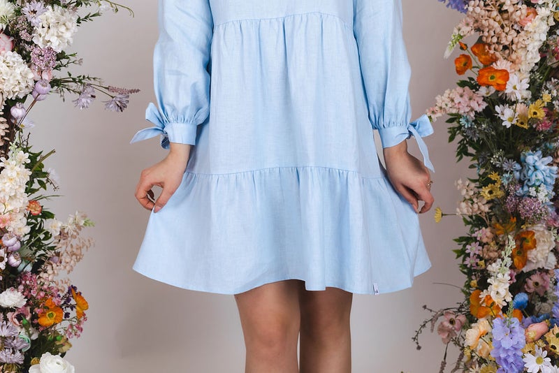 Nakoa, Hailey Dress, Linen, Sky Blue