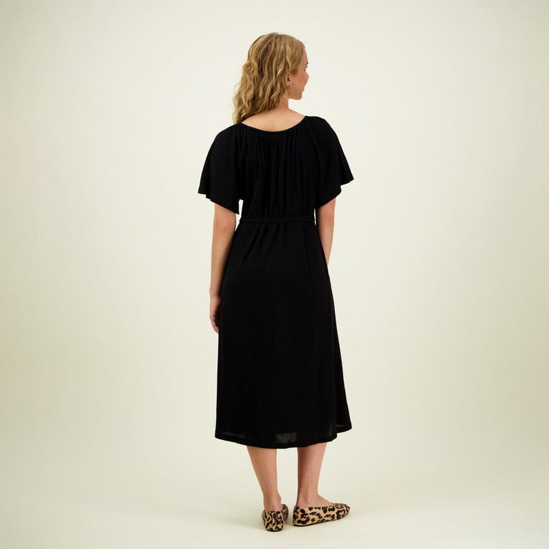 Metsola, BELL SLEEVE RIB DRESS, Licorice