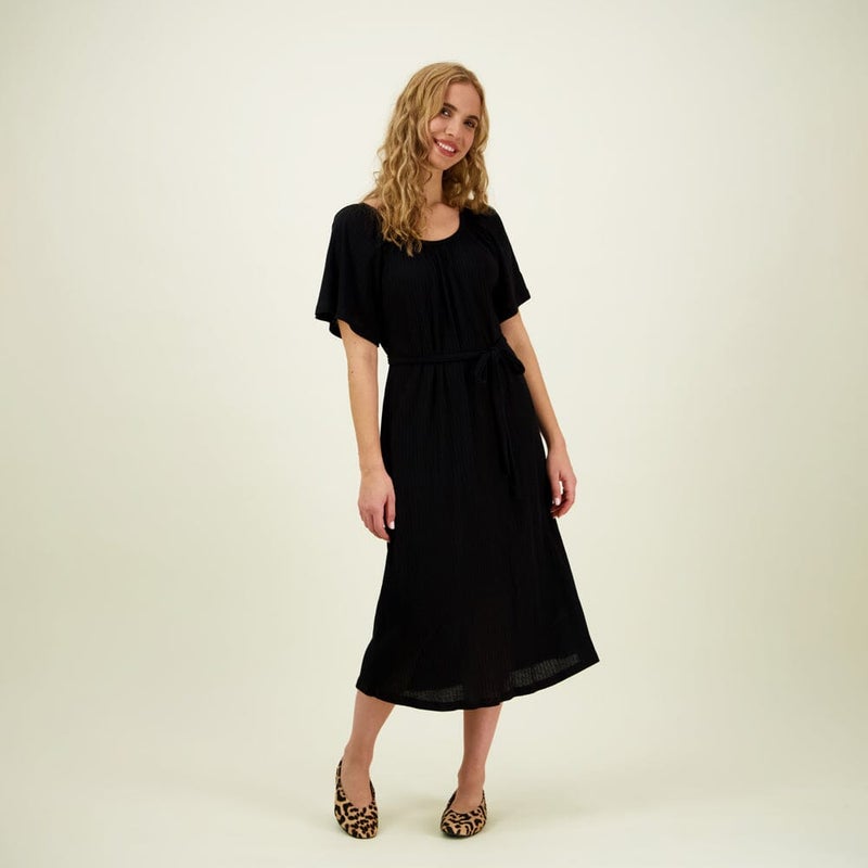 Metsola, BELL SLEEVE RIB DRESS, Licorice