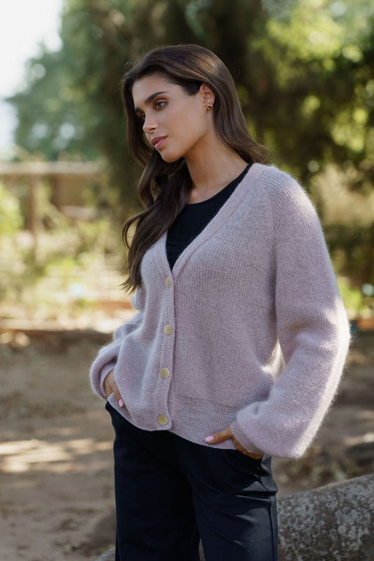 Nakoa, Elsie Mohair Cardigan, Harbor Mist