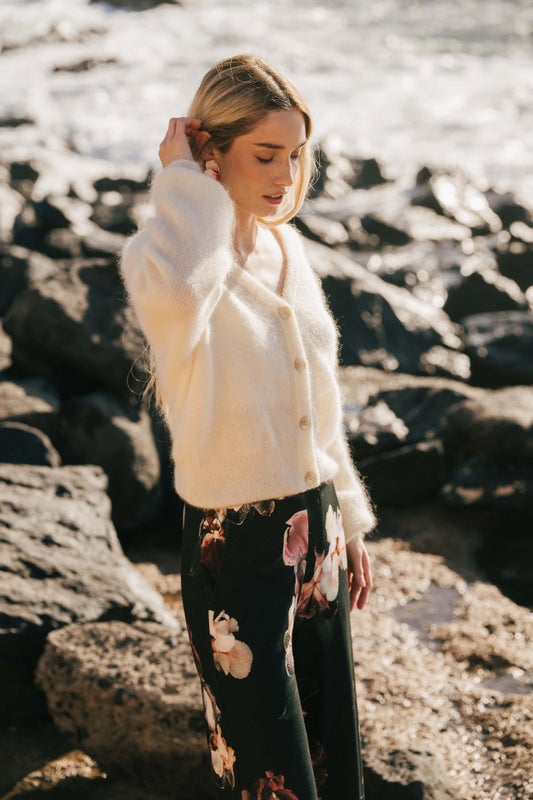 Nakoa, Elsie Mohair Cardigan, Ivory