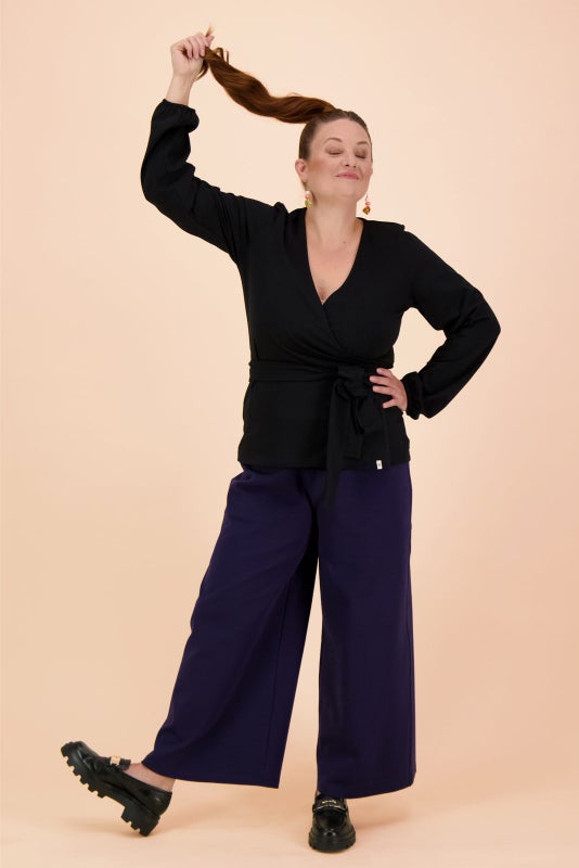Kaiko, Soft Wrap Blouse, Black
