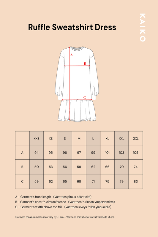 Kaiko, Ruffle Sweatshirt Dress, Moss Rose