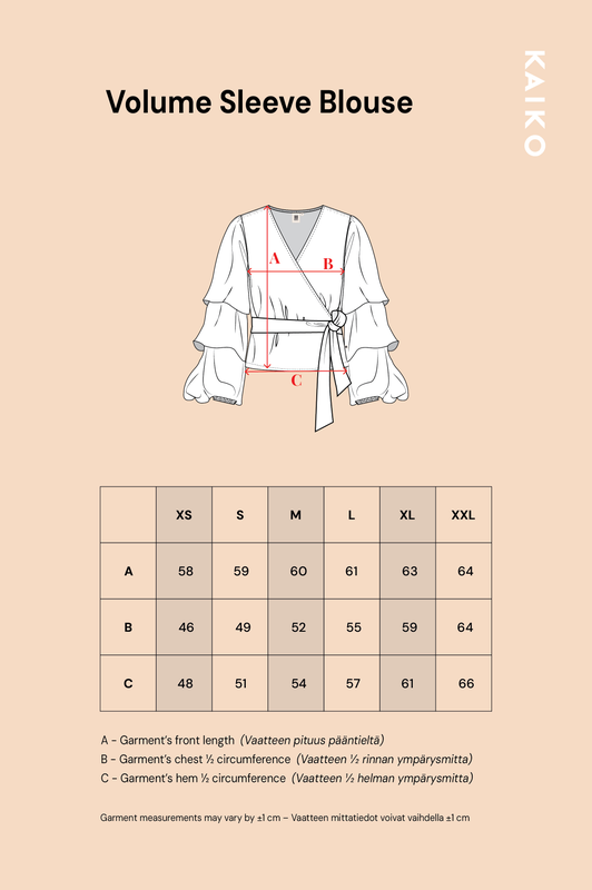 Kaiko, Volume Sleeve Blouse, Flora Navy