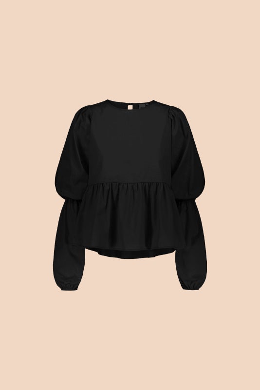 Kaiko, Double Puff Blouse, Black