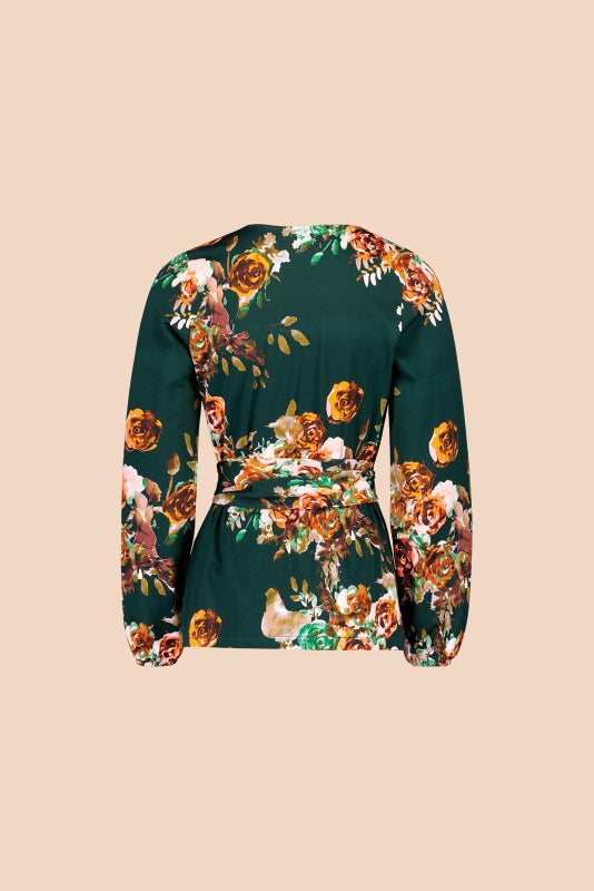 Kaiko, Soft Wrap Blouse, Rose yard green
