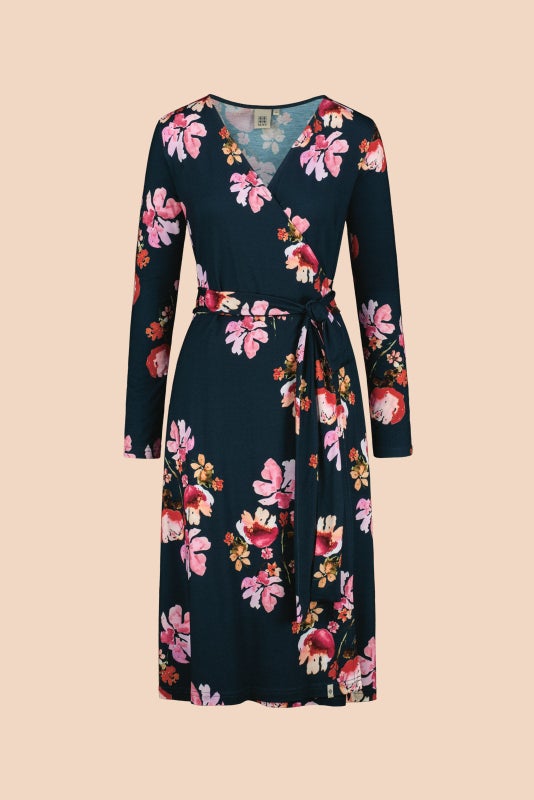 Kaiko, Soft Wrap Dress, Cherry Blossom Navy