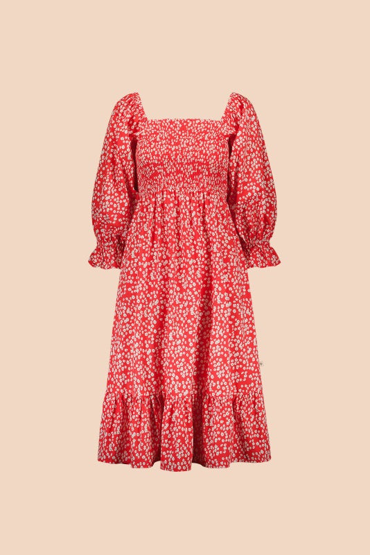 Kaiko, Smock Dress, Flora Red
