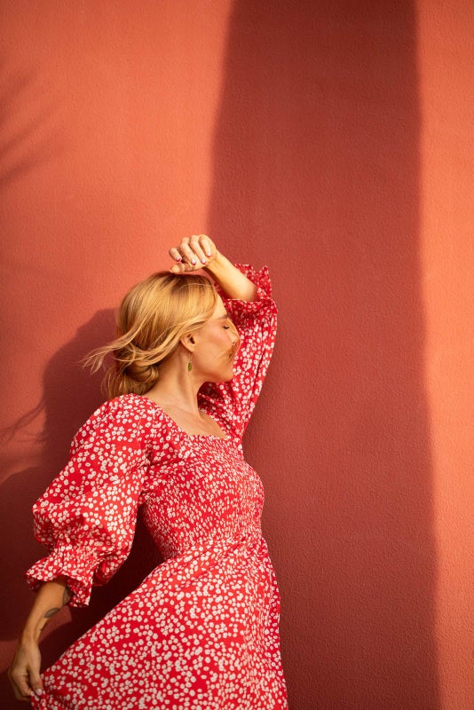 Kaiko, Smock Dress, Flora Red