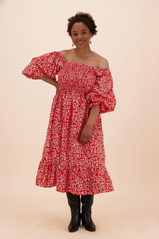 Kaiko, Smock Dress, Flora Red