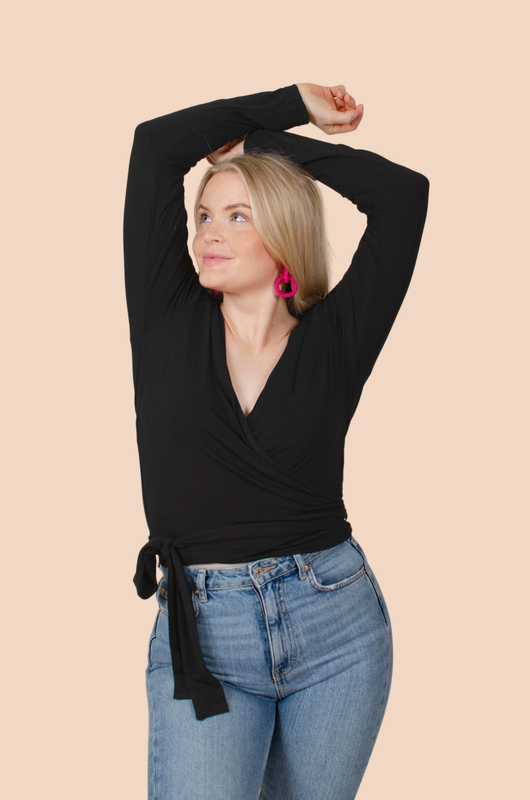 Kaiko, Wrap Top, Black